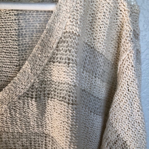Free People Open Weave Long Sweater Ivory sz S - Picture 3 of 5